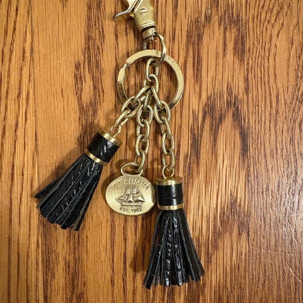 Brahmin Black and Gold Tassel Key Holder